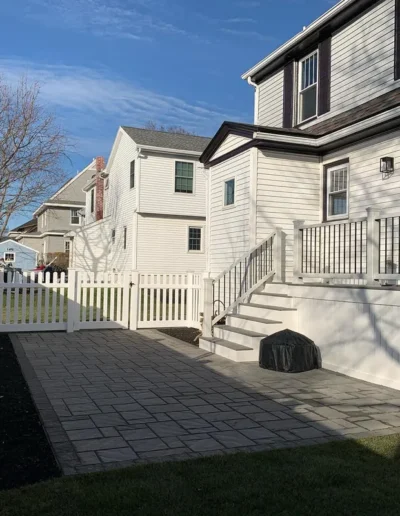 Gorgeously hardscaped backyard in Portland Maine suburb